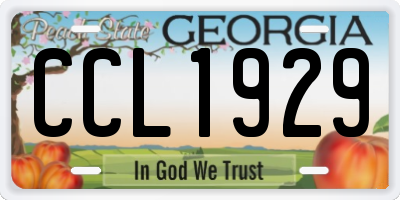 GA license plate CCL1929