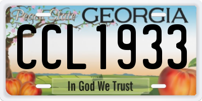 GA license plate CCL1933