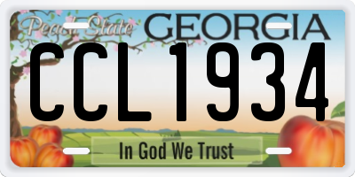 GA license plate CCL1934