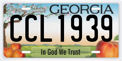 GA license plate CCL1939