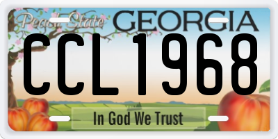 GA license plate CCL1968
