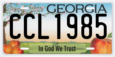GA license plate CCL1985