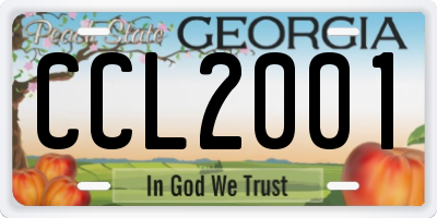 GA license plate CCL2001
