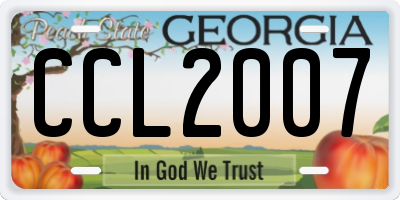 GA license plate CCL2007