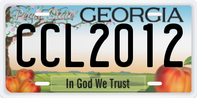 GA license plate CCL2012