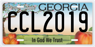 GA license plate CCL2019