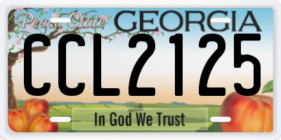 GA license plate CCL2125