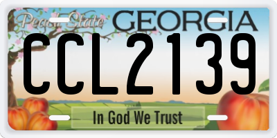 GA license plate CCL2139