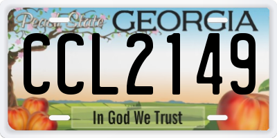 GA license plate CCL2149