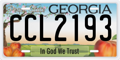 GA license plate CCL2193