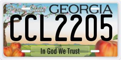 GA license plate CCL2205