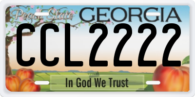 GA license plate CCL2222