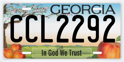 GA license plate CCL2292