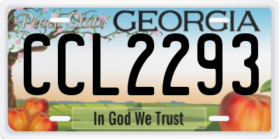 GA license plate CCL2293