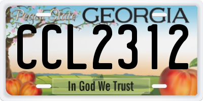 GA license plate CCL2312