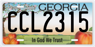 GA license plate CCL2315