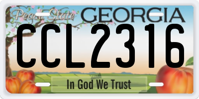 GA license plate CCL2316