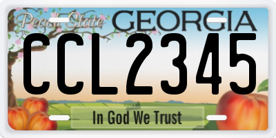 GA license plate CCL2345