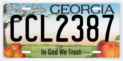 GA license plate CCL2387