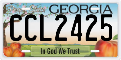 GA license plate CCL2425