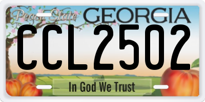 GA license plate CCL2502