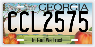 GA license plate CCL2575