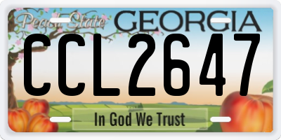 GA license plate CCL2647