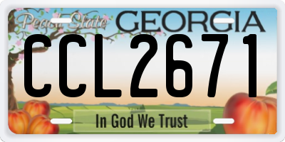 GA license plate CCL2671