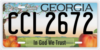 GA license plate CCL2672