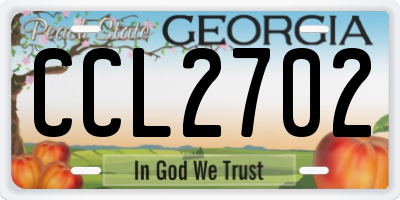 GA license plate CCL2702
