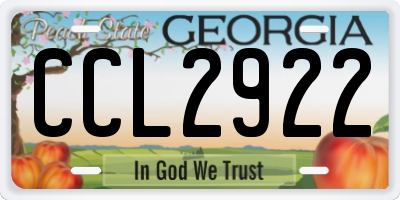 GA license plate CCL2922