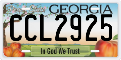 GA license plate CCL2925