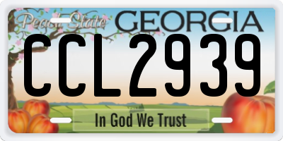 GA license plate CCL2939