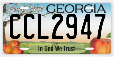 GA license plate CCL2947