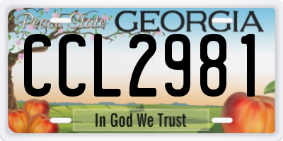 GA license plate CCL2981