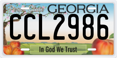 GA license plate CCL2986