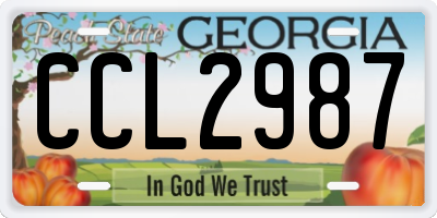 GA license plate CCL2987