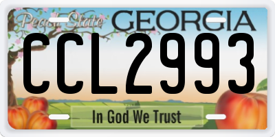 GA license plate CCL2993