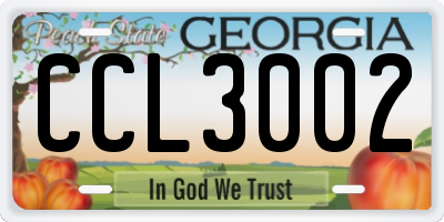 GA license plate CCL3002