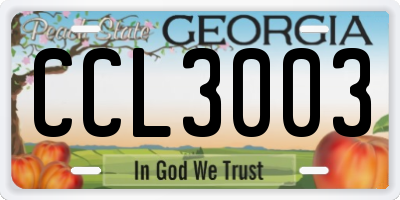 GA license plate CCL3003