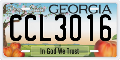 GA license plate CCL3016