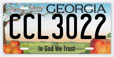 GA license plate CCL3022
