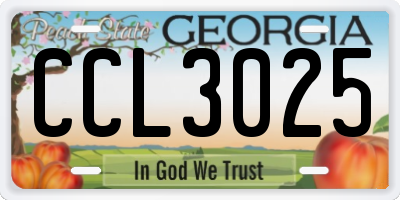 GA license plate CCL3025
