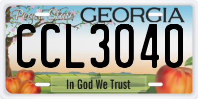 GA license plate CCL3040