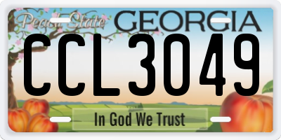 GA license plate CCL3049