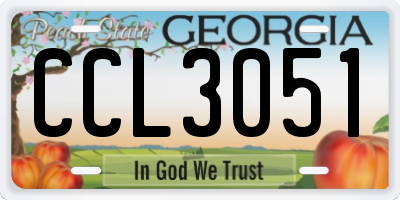 GA license plate CCL3051