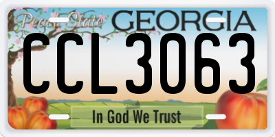 GA license plate CCL3063