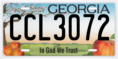 GA license plate CCL3072