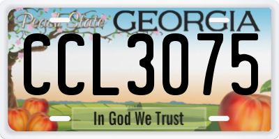 GA license plate CCL3075