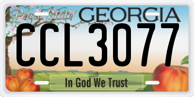 GA license plate CCL3077